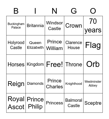 Jubilee Bingo Card