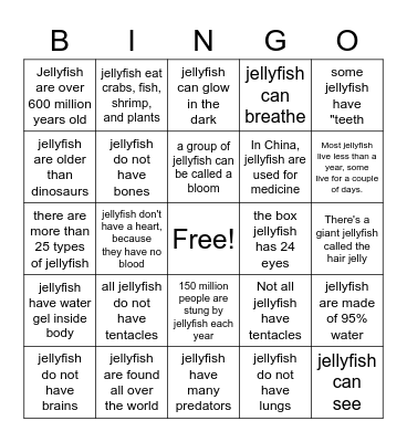 JELLYFISH Bingo Card