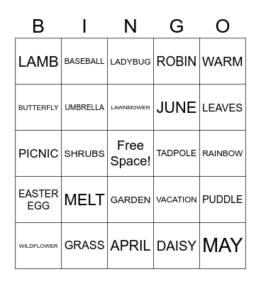 Spring "BINGO!" Bingo Card