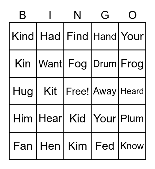 17-20 Review Bingo Card