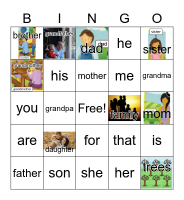 NC FAMILY MEMBERS Bingo Card
