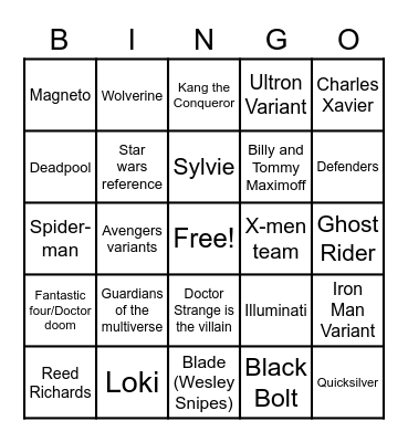 Doctor Strange in the Multiverse of Madness: Cameo Bingo Card