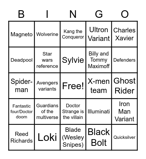 Doctor Strange in the Multiverse of Madness: Cameo Bingo Card