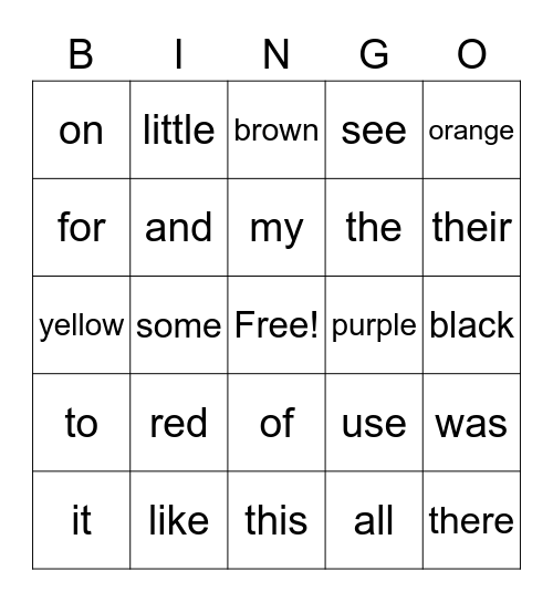 Lists 1-5 Set Bingo Card