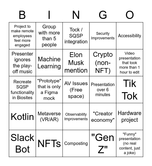 April 2022 Bingo Card