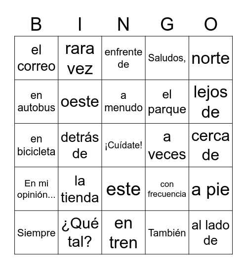 EC2 - Unidad 3 - Fráses útiles Bingo Card