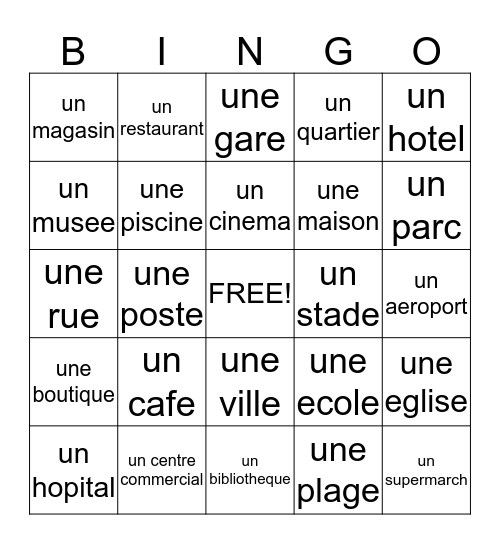 Endroits Bingo Card