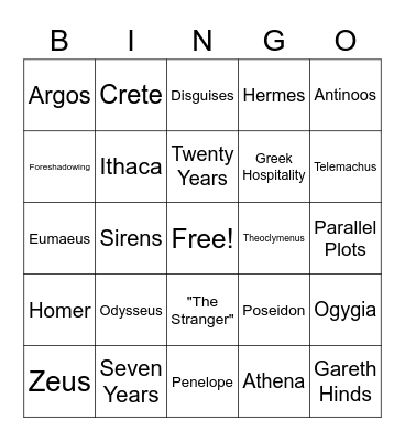 The Odyssey Bingo Card