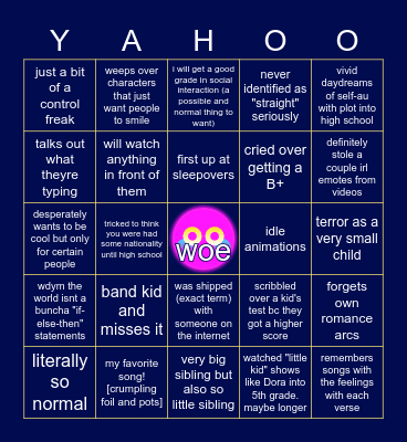 the outer ring Bingo Card