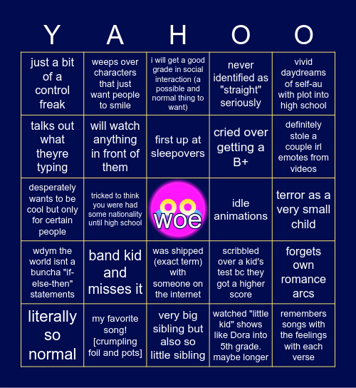 the outer ring Bingo Card
