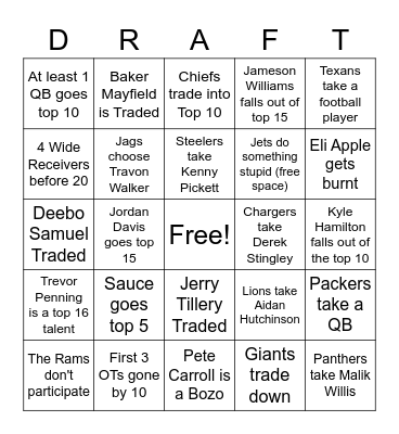 Draft Bingo Card