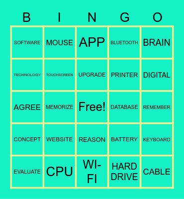 Unit 7: Technology Bingo Card