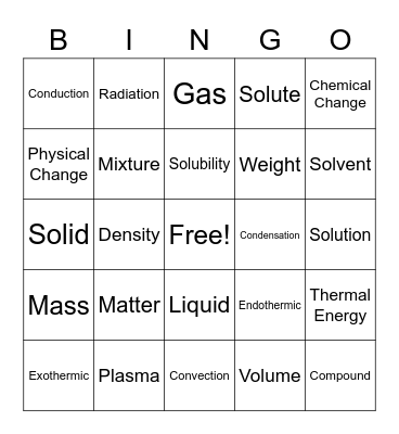 Matter Bingo Card