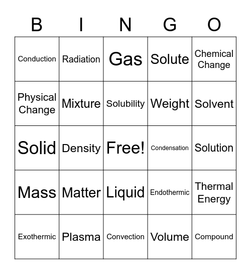 Matter Bingo Card