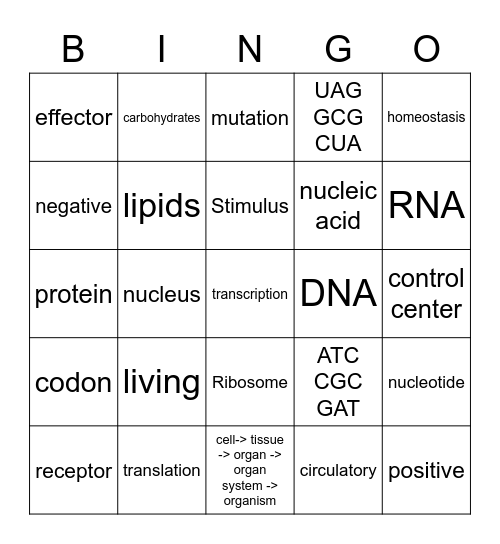 Unit 1 and 2 EOC Bingo Card