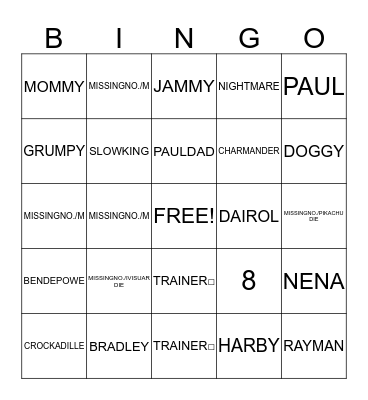 Pokemon Fight!!!!!!!!!!!!! Bingo Card