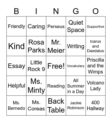Goodbye Ms. Minty! Bingo Card