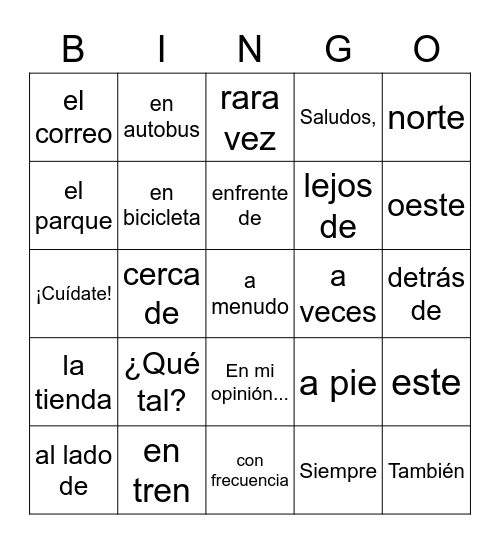 EC2 - Unidad 3 - Fráses útiles Bingo Card