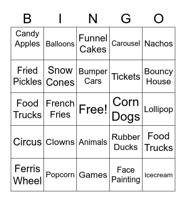 Carnival Bingo Card