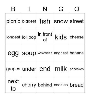 WORD BINGO Card