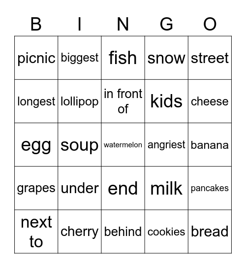 WORD BINGO Card