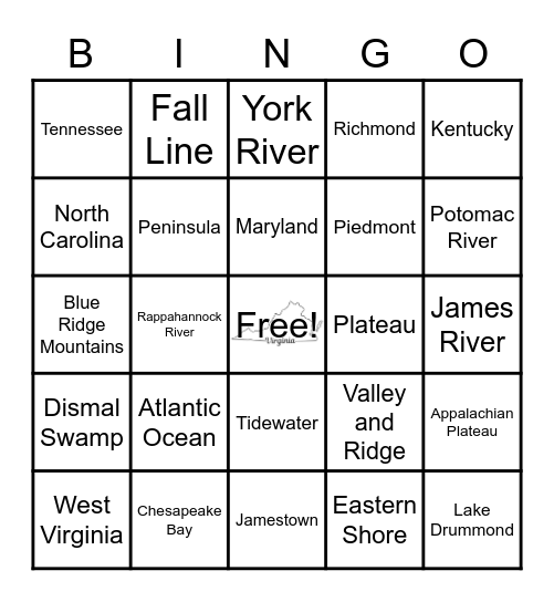 Geography of Virginia Bingo Card