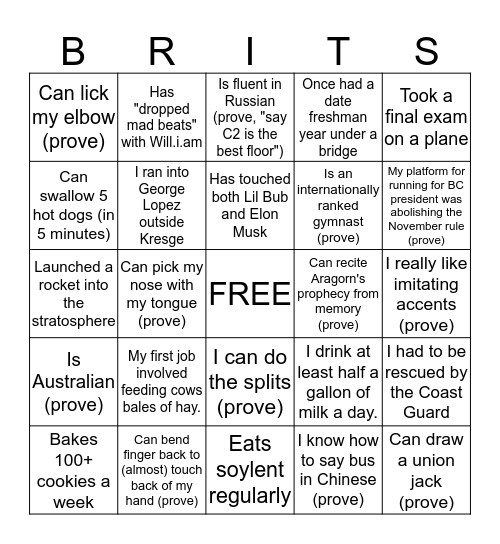 #LemmeC2FLEX Bingo Card