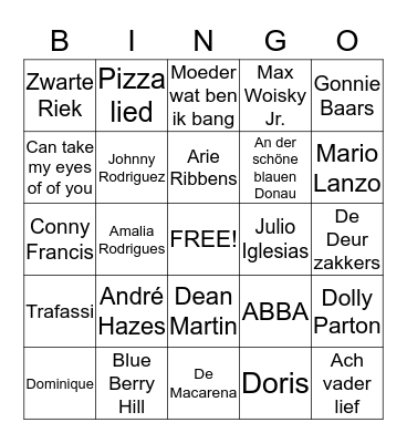 Humanitas Muzikale Bingo  Bingo Card