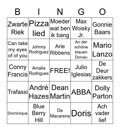 Humanitas Muzikale Bingo  Bingo Card