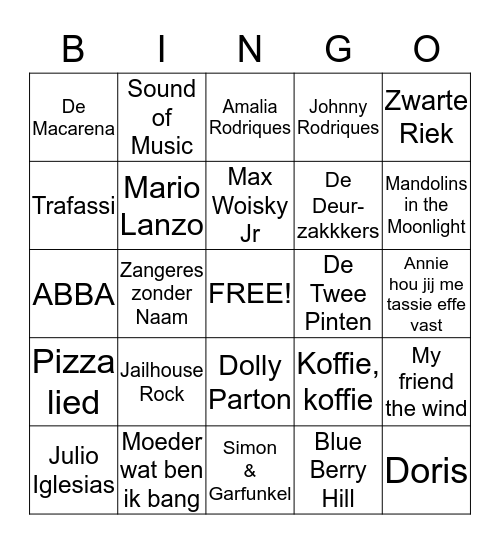 Humanitas Muzikale Bingo  Bingo Card