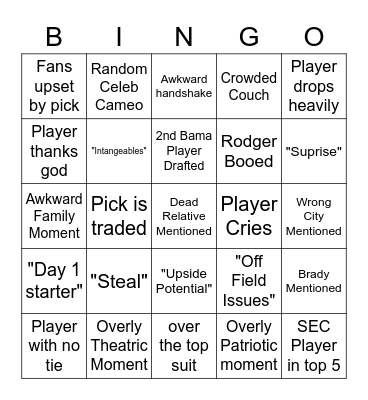 Draft Bingo Card