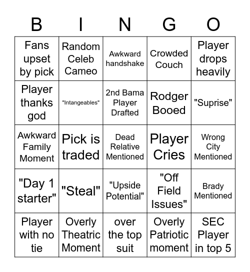 Draft Bingo Card