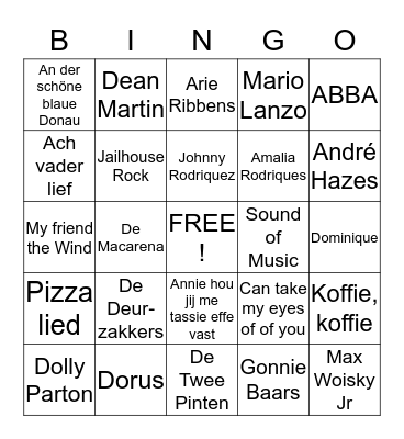 Humanitas Muzikale Bingo  Bingo Card