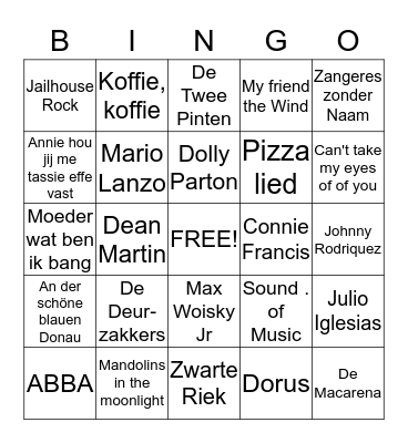 Humanitas Muzikale Bingo  Bingo Card