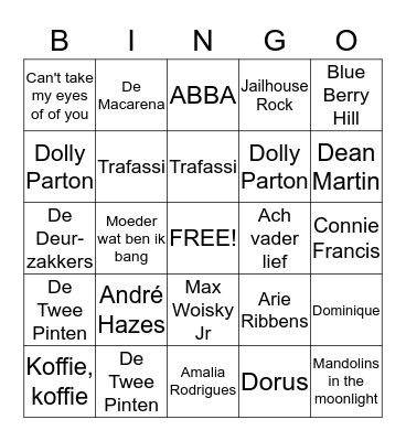 Humanitas Muzikale Bingo  Bingo Card