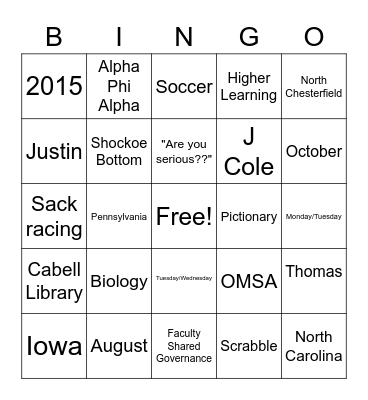 Dr. Carlton Goode BINGO Card