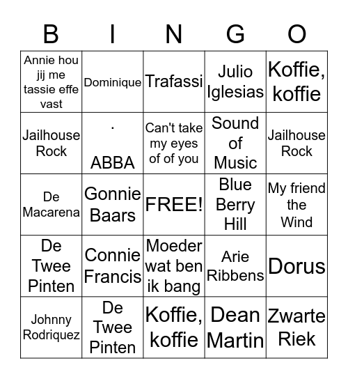 Humanitas Muzikale Bingo  Bingo Card