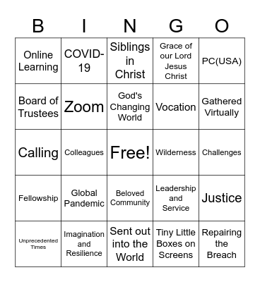 Graduation Bingo Card
