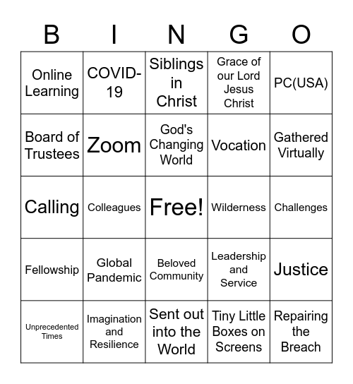 Graduation Bingo Card