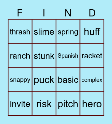 Level 4.5 Guess the Word Bingo Card