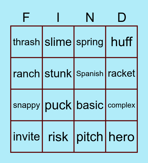 Level 4.5 Guess the Word Bingo Card