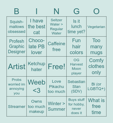 Pluto Bingo Card