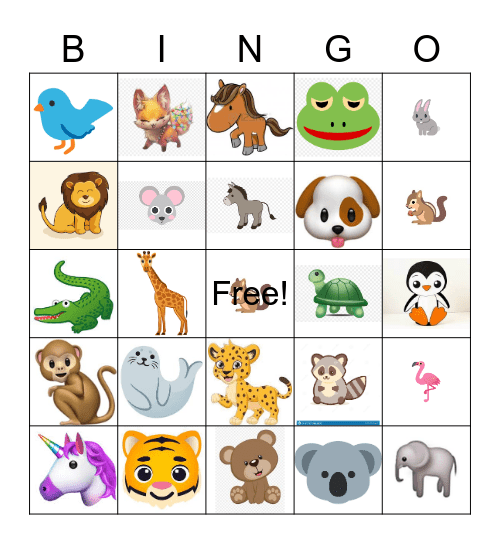 ELD B Animals Bingo Card