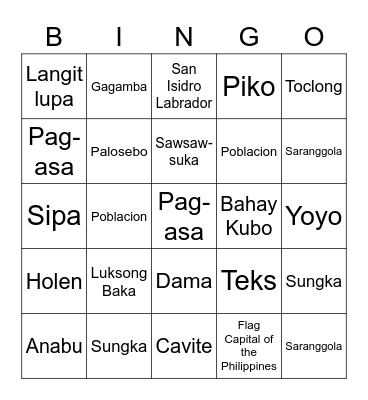 Malagasang Barrio Fiesta - Bingo Games Bingo Card