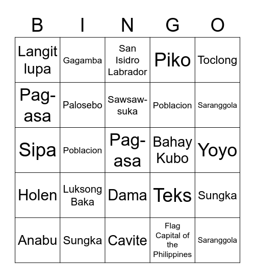 Malagasang Barrio Fiesta - Bingo Games Bingo Card