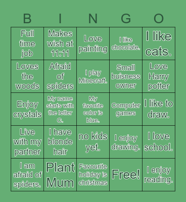 Char Bingo Card
