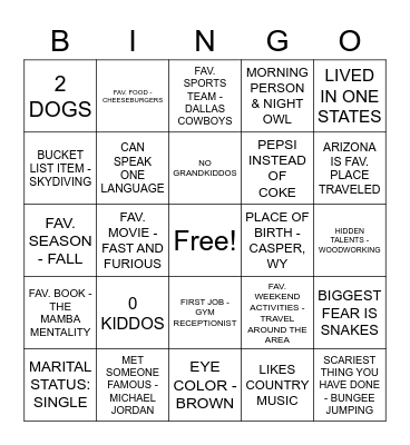 M.S. Bingo Card