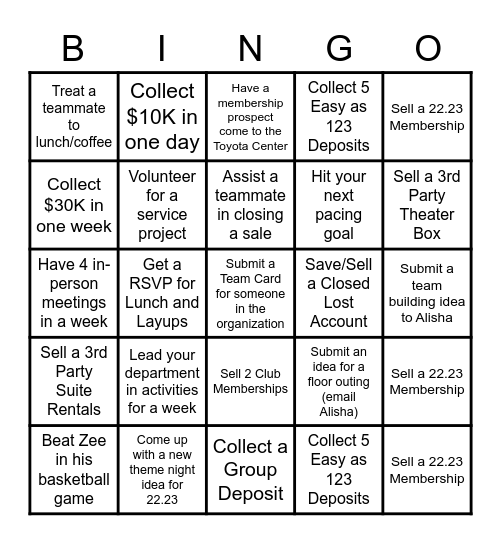 3,2,1... Bingo Card