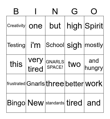 #NewSchoolSpirit BINGO! Bingo Card