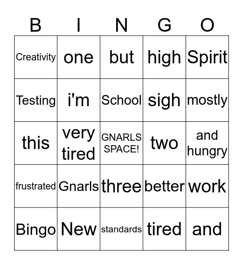 #NewSchoolSpirit BINGO! Bingo Card